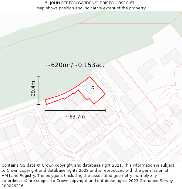 5, JOHN REPTON GARDENS, BRISTOL, BS10 6TH: Plot and title map