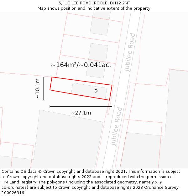 5, JUBILEE ROAD, POOLE, BH12 2NT: Plot and title map