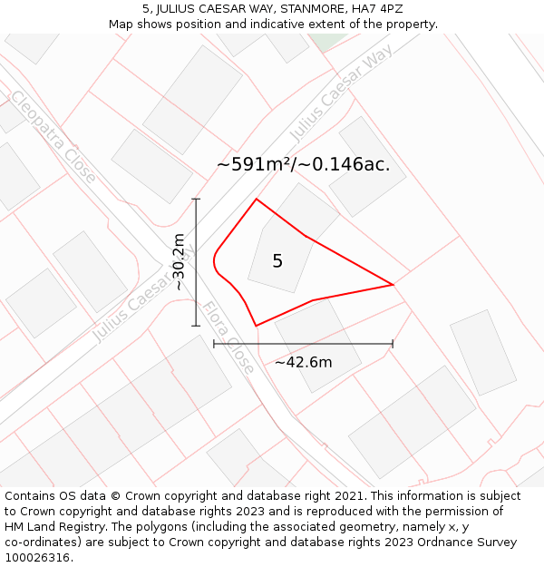 5, JULIUS CAESAR WAY, STANMORE, HA7 4PZ: Plot and title map