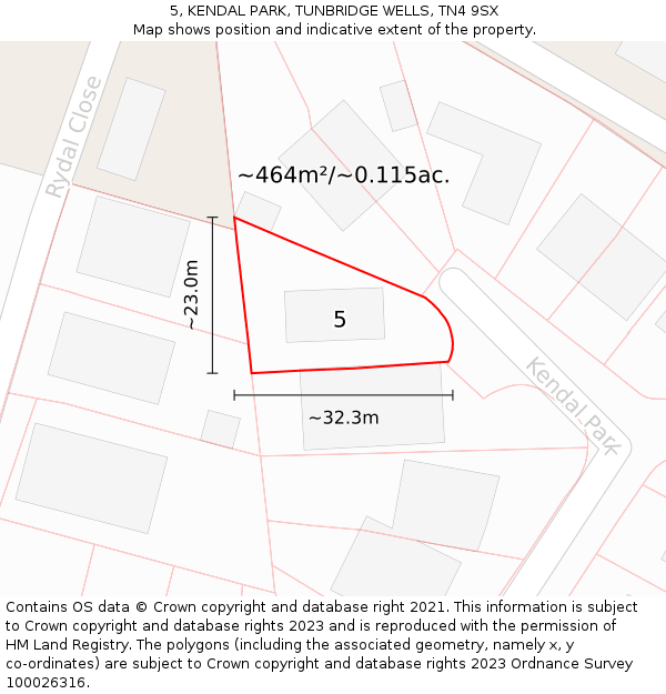 5, KENDAL PARK, TUNBRIDGE WELLS, TN4 9SX: Plot and title map