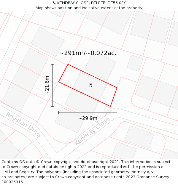 5, KENDRAY CLOSE, BELPER, DE56 0EY: Plot and title map
