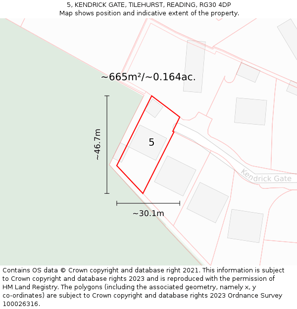 5, KENDRICK GATE, TILEHURST, READING, RG30 4DP: Plot and title map
