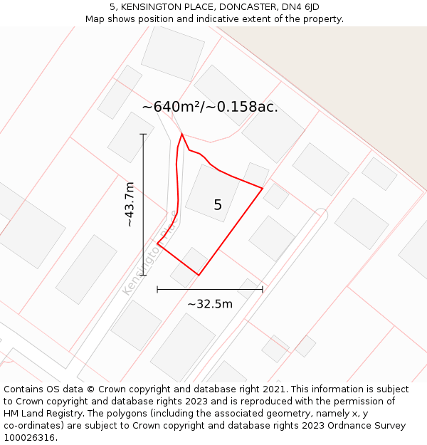 5, KENSINGTON PLACE, DONCASTER, DN4 6JD: Plot and title map