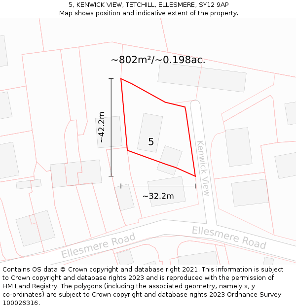 5, KENWICK VIEW, TETCHILL, ELLESMERE, SY12 9AP: Plot and title map