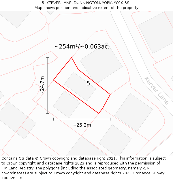 5, KERVER LANE, DUNNINGTON, YORK, YO19 5SL: Plot and title map