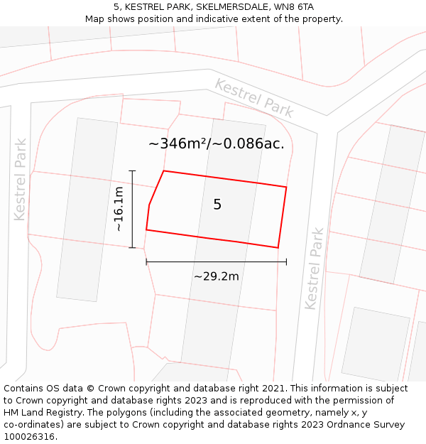 5, KESTREL PARK, SKELMERSDALE, WN8 6TA: Plot and title map