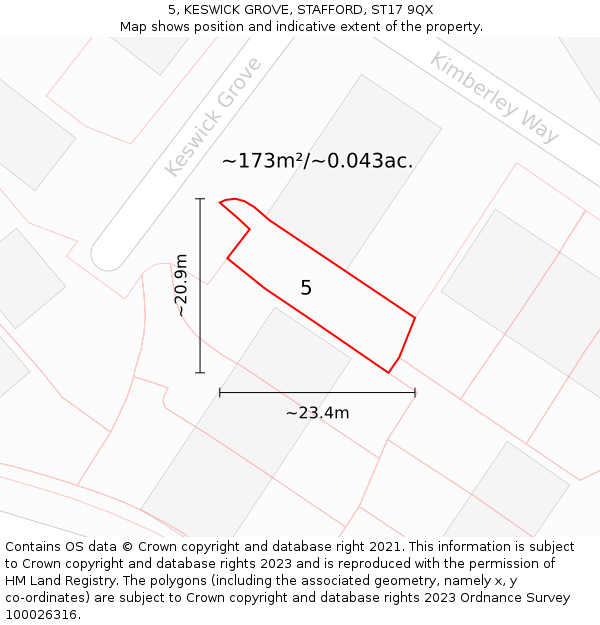 5, KESWICK GROVE, STAFFORD, ST17 9QX: Plot and title map