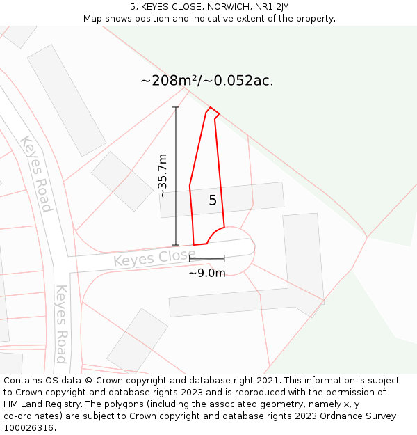 5, KEYES CLOSE, NORWICH, NR1 2JY: Plot and title map
