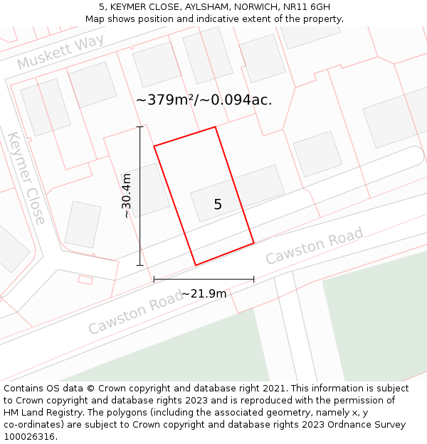 5, KEYMER CLOSE, AYLSHAM, NORWICH, NR11 6GH: Plot and title map
