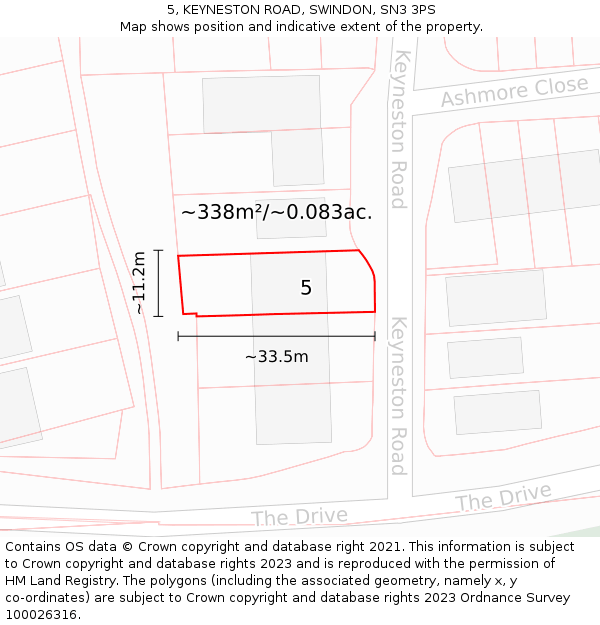 5, KEYNESTON ROAD, SWINDON, SN3 3PS: Plot and title map