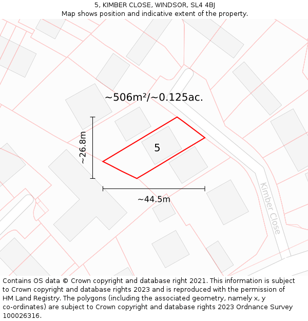 5, KIMBER CLOSE, WINDSOR, SL4 4BJ: Plot and title map