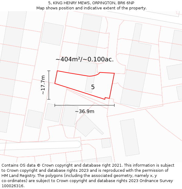 5, KING HENRY MEWS, ORPINGTON, BR6 6NP: Plot and title map