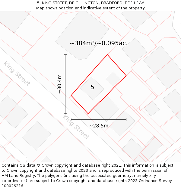 5, KING STREET, DRIGHLINGTON, BRADFORD, BD11 1AA: Plot and title map