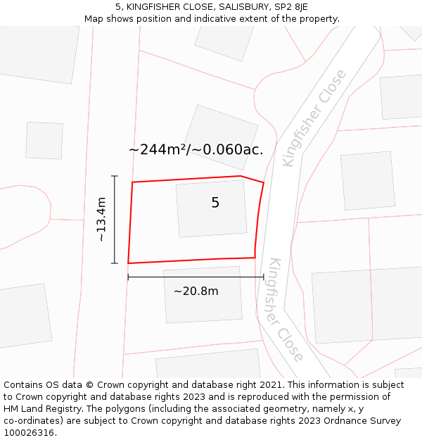 5, KINGFISHER CLOSE, SALISBURY, SP2 8JE: Plot and title map