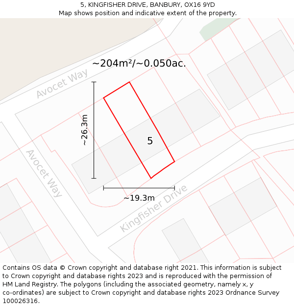 5, KINGFISHER DRIVE, BANBURY, OX16 9YD: Plot and title map