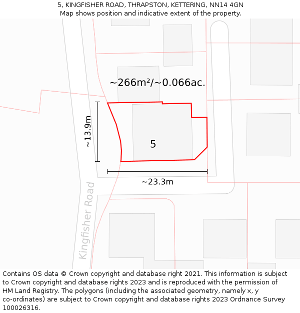 5, KINGFISHER ROAD, THRAPSTON, KETTERING, NN14 4GN: Plot and title map