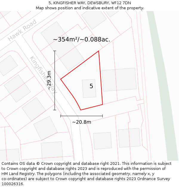 5, KINGFISHER WAY, DEWSBURY, WF12 7DN: Plot and title map