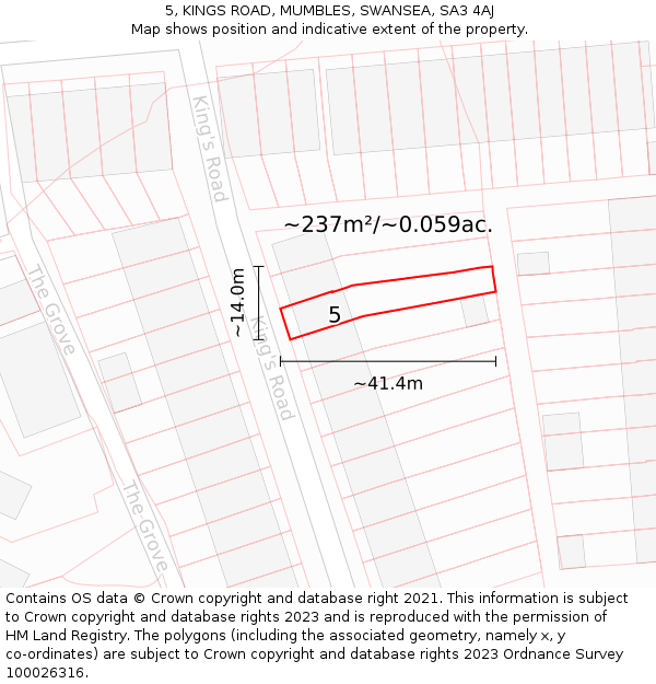 5, KINGS ROAD, MUMBLES, SWANSEA, SA3 4AJ: Plot and title map