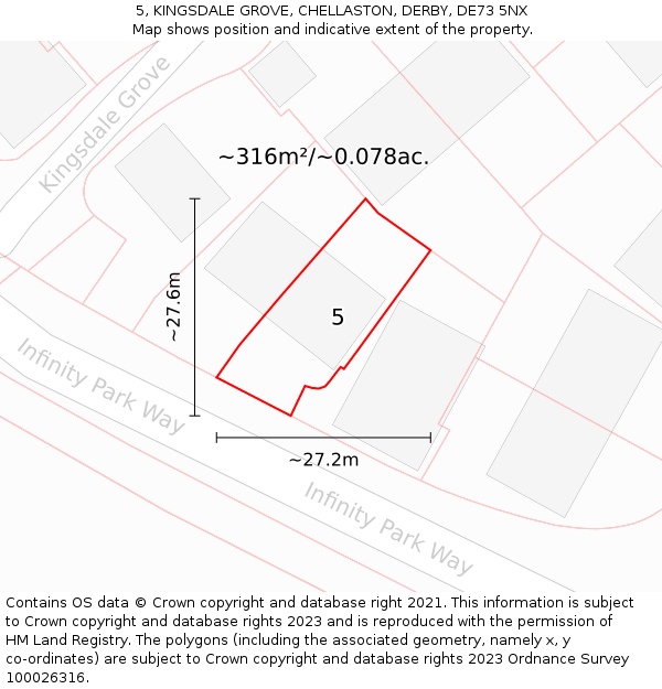 5, KINGSDALE GROVE, CHELLASTON, DERBY, DE73 5NX: Plot and title map