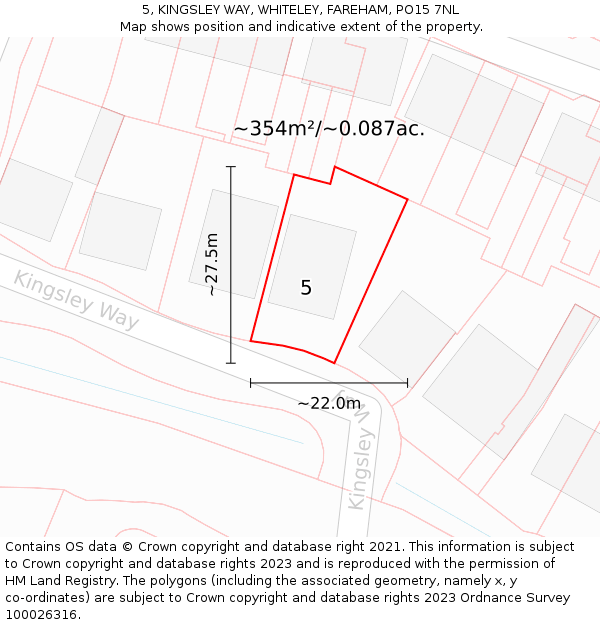5, KINGSLEY WAY, WHITELEY, FAREHAM, PO15 7NL: Plot and title map