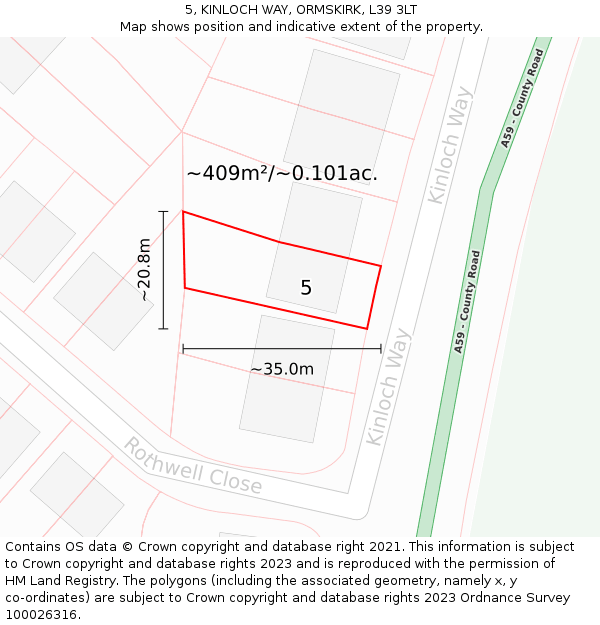 5, KINLOCH WAY, ORMSKIRK, L39 3LT: Plot and title map