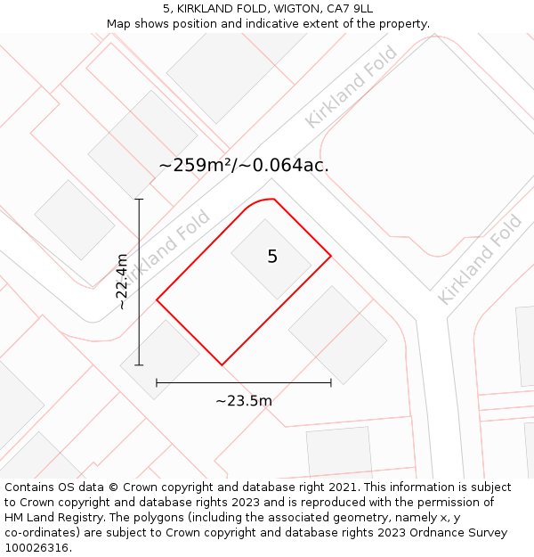 5, KIRKLAND FOLD, WIGTON, CA7 9LL: Plot and title map