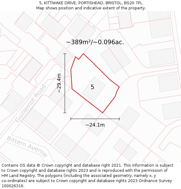 5, KITTIWAKE DRIVE, PORTISHEAD, BRISTOL, BS20 7PL: Plot and title map