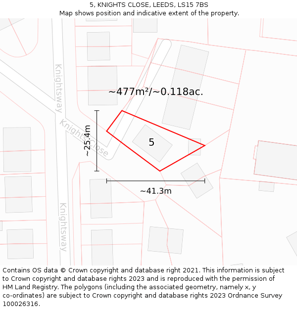 5, KNIGHTS CLOSE, LEEDS, LS15 7BS: Plot and title map