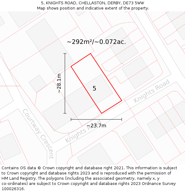 5, KNIGHTS ROAD, CHELLASTON, DERBY, DE73 5WW: Plot and title map