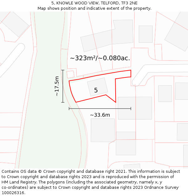 5, KNOWLE WOOD VIEW, TELFORD, TF3 2NE: Plot and title map