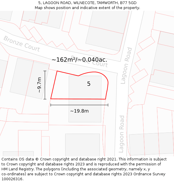 5, LAGOON ROAD, WILNECOTE, TAMWORTH, B77 5GD: Plot and title map