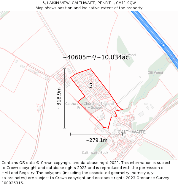 5, LAIKIN VIEW, CALTHWAITE, PENRITH, CA11 9QW: Plot and title map
