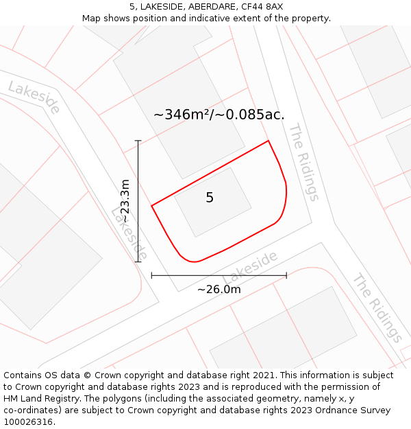 5, LAKESIDE, ABERDARE, CF44 8AX: Plot and title map
