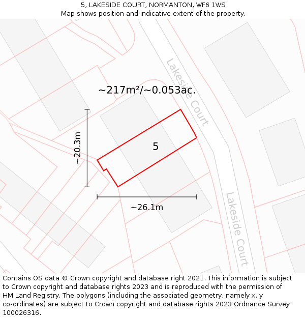 5, LAKESIDE COURT, NORMANTON, WF6 1WS: Plot and title map
