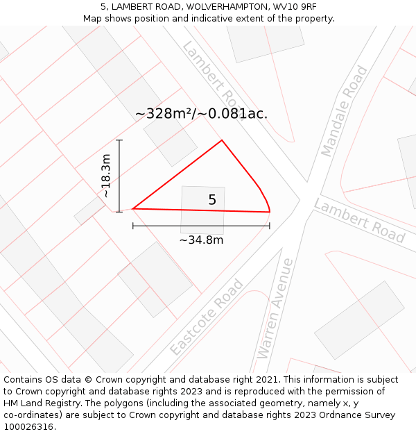 5, LAMBERT ROAD, WOLVERHAMPTON, WV10 9RF: Plot and title map