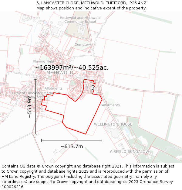 5, LANCASTER CLOSE, METHWOLD, THETFORD, IP26 4NZ: Plot and title map