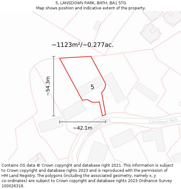 5, LANSDOWN PARK, BATH, BA1 5TG: Plot and title map
