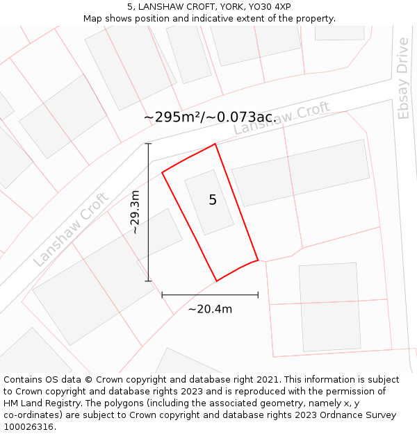 5, LANSHAW CROFT, YORK, YO30 4XP: Plot and title map