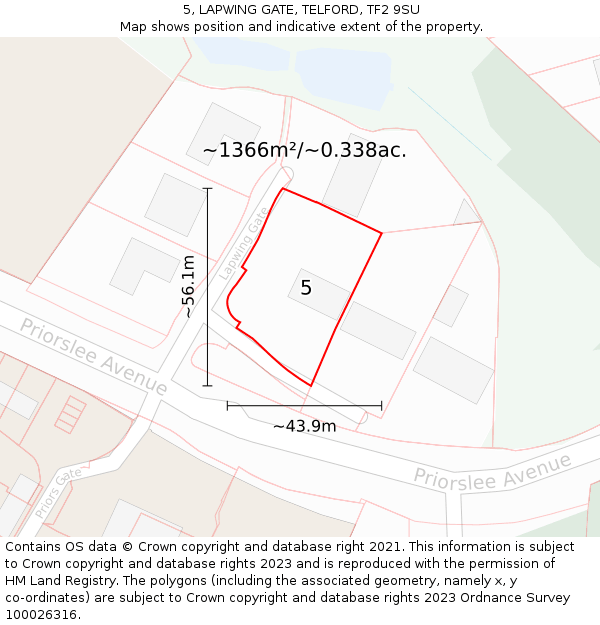 5, LAPWING GATE, TELFORD, TF2 9SU: Plot and title map