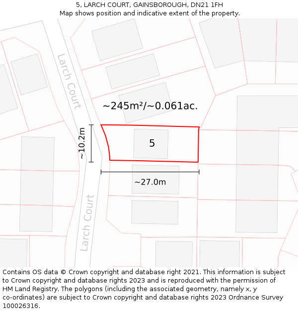 5, LARCH COURT, GAINSBOROUGH, DN21 1FH: Plot and title map