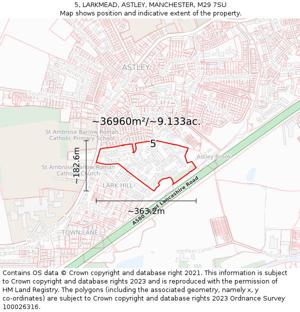 5, LARKMEAD, ASTLEY, MANCHESTER, M29 7SU: Plot and title map
