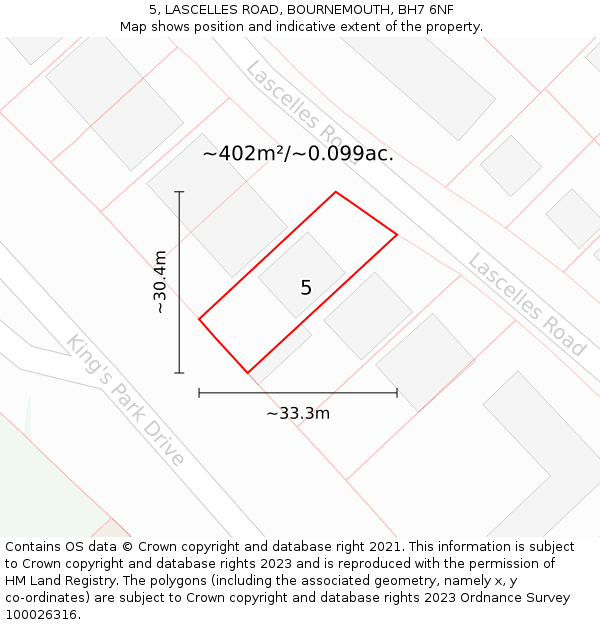 5, LASCELLES ROAD, BOURNEMOUTH, BH7 6NF: Plot and title map