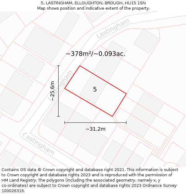 5, LASTINGHAM, ELLOUGHTON, BROUGH, HU15 1SN: Plot and title map