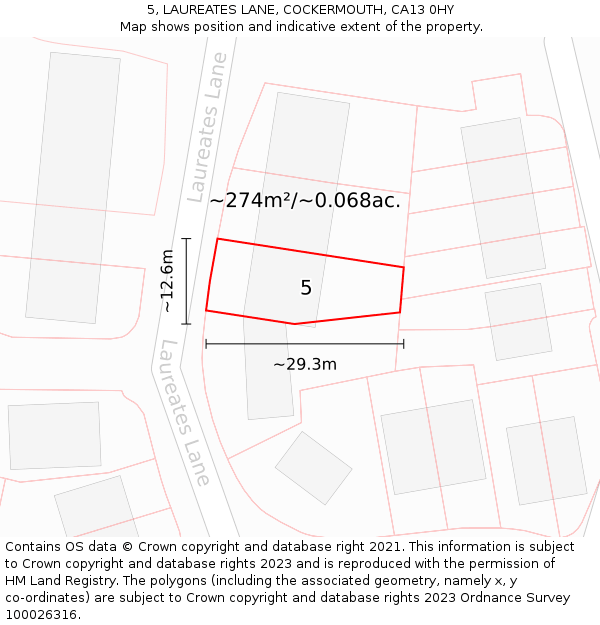 5, LAUREATES LANE, COCKERMOUTH, CA13 0HY: Plot and title map