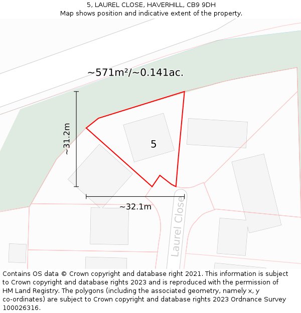 5, LAUREL CLOSE, HAVERHILL, CB9 9DH: Plot and title map