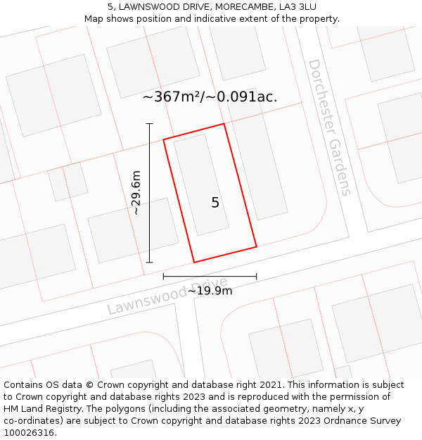 5, LAWNSWOOD DRIVE, MORECAMBE, LA3 3LU: Plot and title map