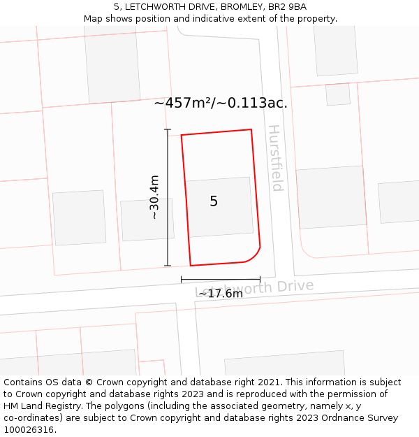 5, LETCHWORTH DRIVE, BROMLEY, BR2 9BA: Plot and title map