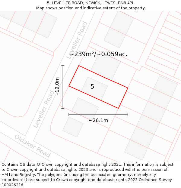 5, LEVELLER ROAD, NEWICK, LEWES, BN8 4PL: Plot and title map
