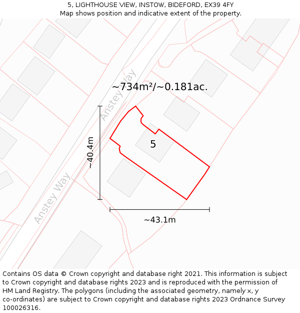 5, LIGHTHOUSE VIEW, INSTOW, BIDEFORD, EX39 4FY: Plot and title map