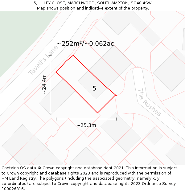 5, LILLEY CLOSE, MARCHWOOD, SOUTHAMPTON, SO40 4SW: Plot and title map
